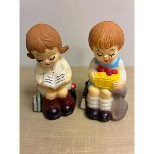 Vintage Made in Hong Kong Salt & Pepper Shakers – 1980s Boy Girl Figurines